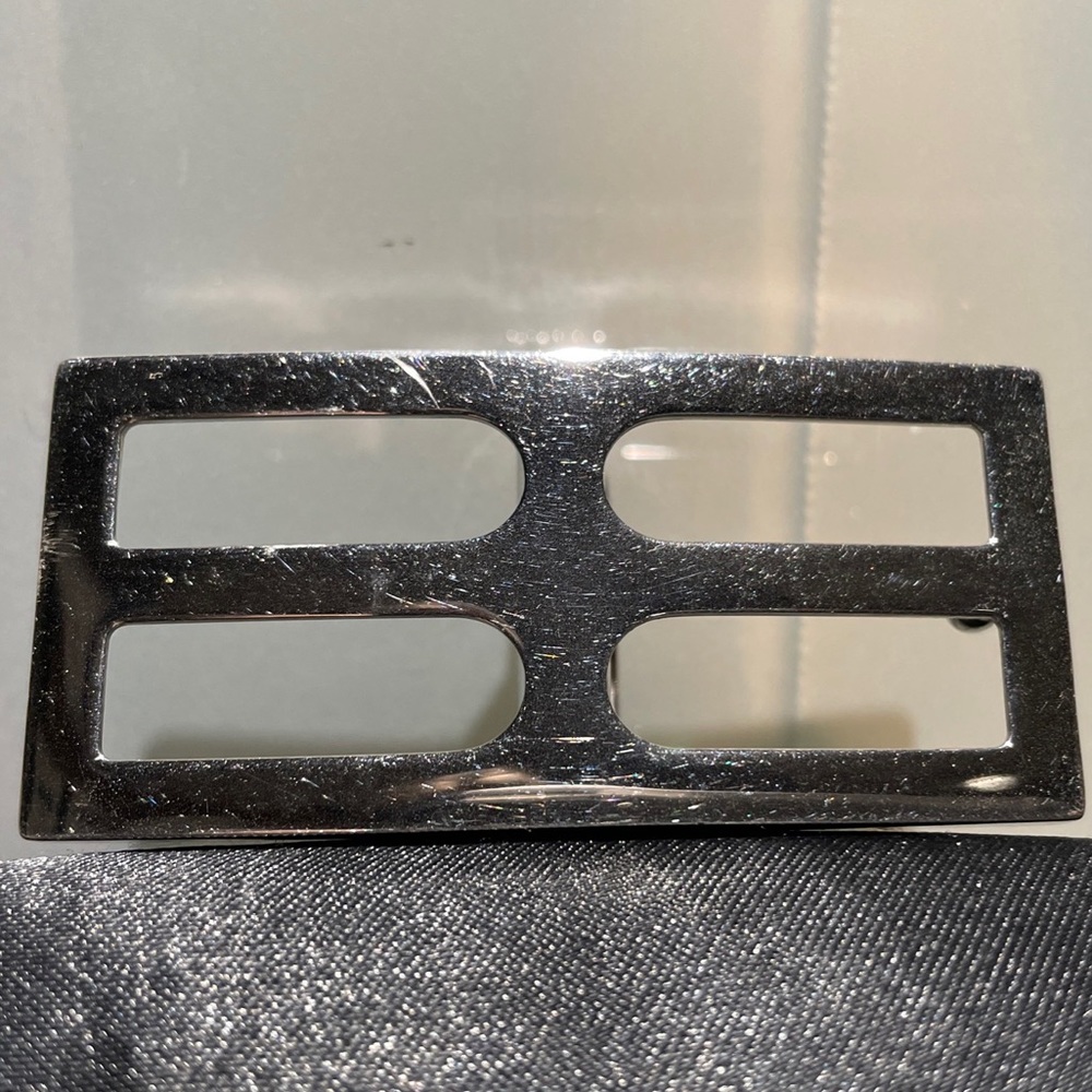 BALLY Double B Logo Authentic Vintage Silver Clamp Belt Buckle